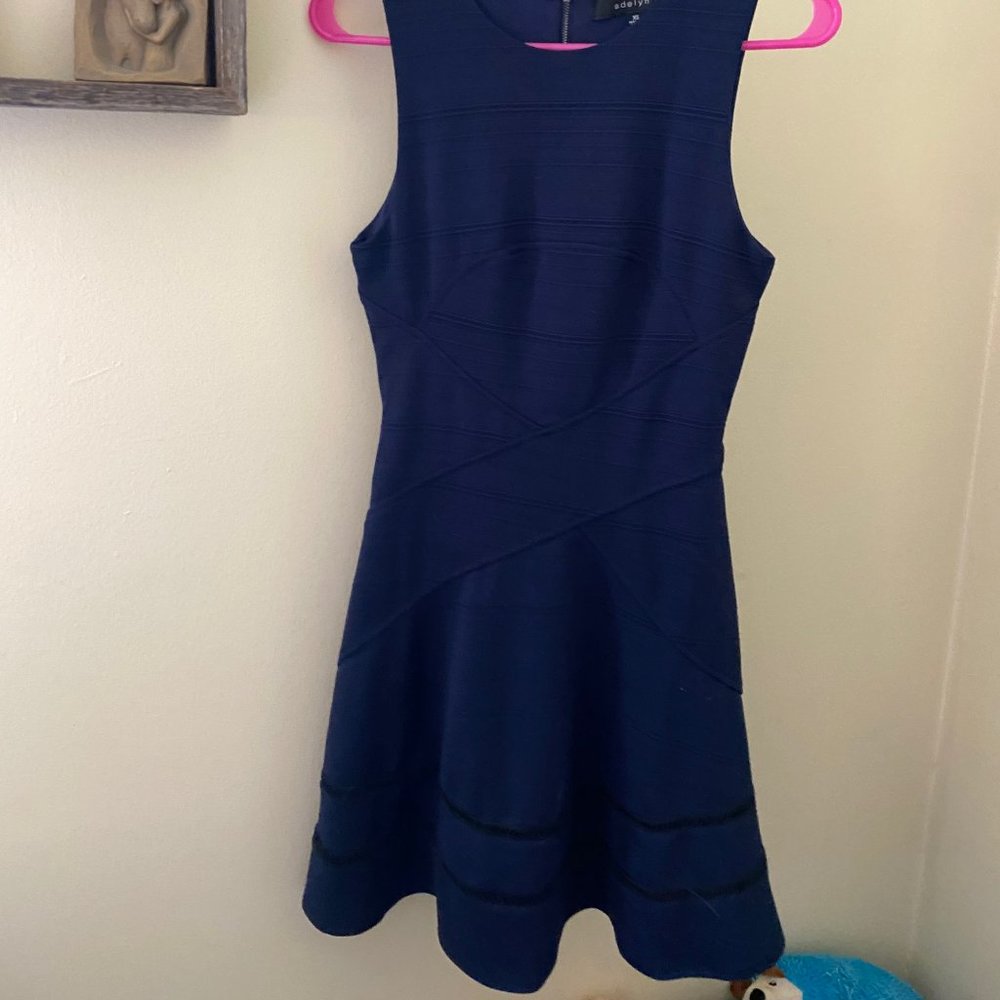 Blue Dress with Black Detail on Bottom